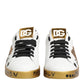 White Gold Crystal Portofino Sneakers Shoes