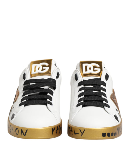 White Gold Crystal Portofino Sneakers Shoes