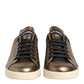 Gold Portofino Leather Low Top Sneakers Shoes