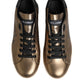 Gold Portofino Leather Low Top Sneakers Shoes