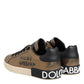 Gold Portofino Leather Low Top Sneakers Shoes