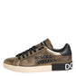 Gold Portofino Leather Low Top Sneakers Shoes