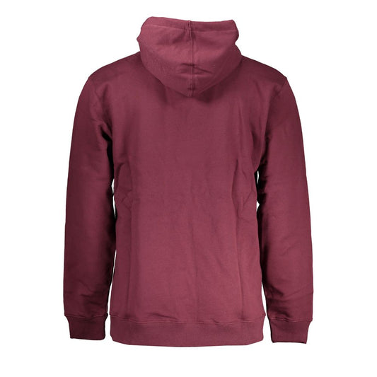 Red Cotton Men Sweater with Hood