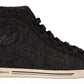 Gray Wool Cotton Casual High Top Sneakers