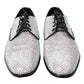 Silver Leather Rhinestones Derby Shoes