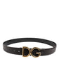 Black Exotic Leather DG Logo Buckle Belt
