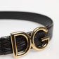 Black Exotic Leather DG Logo Buckle Belt