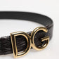 Black Exotic Leather DG Logo Buckle Belt