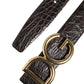 Black Exotic Leather DG Logo Buckle Belt