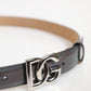 Metallic Leather Silver Tone Logo Buckle Belt