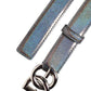 Metallic Leather Silver Tone Logo Buckle Belt