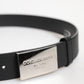 Black Leather Classic Metal Logo Buckle Belt