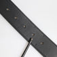 Black Leather Classic Metal Logo Buckle Belt