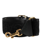 Black Solid Viscose Bag Shoulder Strap