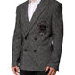 Black White Double Breasted Men Suit Blazer