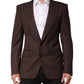 Dark Gray Stripe Single Breasted Blazer