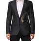 Dark Gray Bee Embroidery Wool Coat Blazer