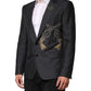 Dark Gray Bee Embroidery Wool Coat Blazer