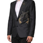 Dark Gray Bee Embroidery Wool Coat Blazer