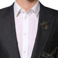Dark Gray Bee Embroidery Wool Coat Blazer