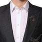 Dark Gray Bee Embroidery Wool Coat Blazer