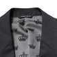 Dark Gray Bee Embroidery Wool Coat Blazer