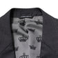 Dark Gray Bee Embroidery Wool Coat Blazer