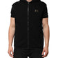 Black Sleeveless Hooded Logo Plaque Jacket