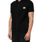 Black Sleeveless Hooded Logo Plaque Jacket