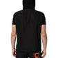 Black Sleeveless Hooded Logo Plaque Jacket