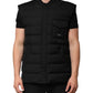 Black Sleeveless Parka Logo Plaque Jacket