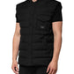 Black Sleeveless Parka Logo Plaque Jacket