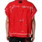 Red Sleeveless Logo Plaque Vest Jacket