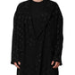 Black Polyester Logo Monogram Coat Jacket