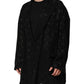 Black Polyester Logo Monogram Coat Jacket