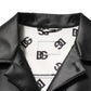Black Polyester Button Down Biker Jacket