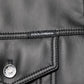 Black Polyester Button Down Biker Jacket