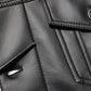 Black Polyester Button Down Biker Jacket