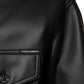 Black Polyester Button Down Biker Jacket