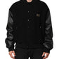 Black Wool Logo Plaque Bomber Jacket