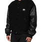 Black Wool Logo Plaque Bomber Jacket