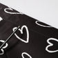 Black Polyester Heart Print Bomber Jacket