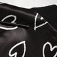 Black Polyester Heart Print Bomber Jacket