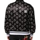 Black Polyester Heart Print Bomber Jacket