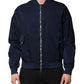 Blue Nylon DG Embroidery Men Bomber Jacket
