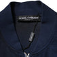 Blue Nylon DG Embroidery Men Bomber Jacket