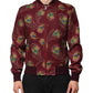 Maroon Peacock Feather Print Bomber Jacket