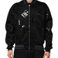 Black Wool Logo DG Mania Men Bomber Jacket
