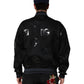 Black Wool Logo DG Mania Men Bomber Jacket