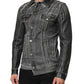 Gray Washed Cotton Stretch Denim Jacket